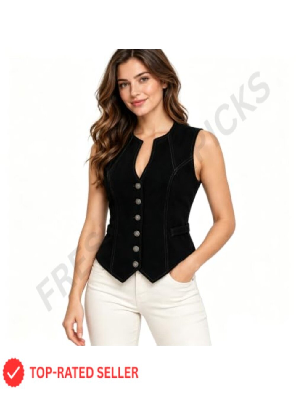 Victorian Velvet Vest Steampunk Waistcoat Sleeveless V-Neck Button Front Top